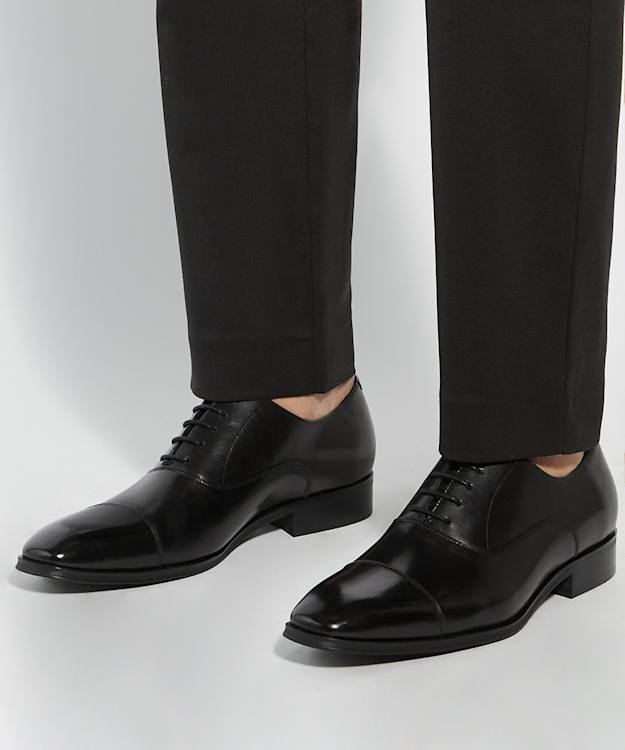 Dune London Solver - Black Leather Oxford Lace-Ups