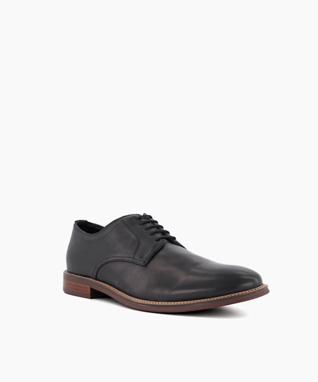 Dune London Stanley - Black Leather Lace-Up Shoes