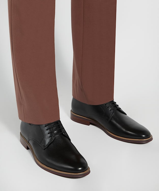 Dune London Stanley - Black Leather Lace-Up Shoes