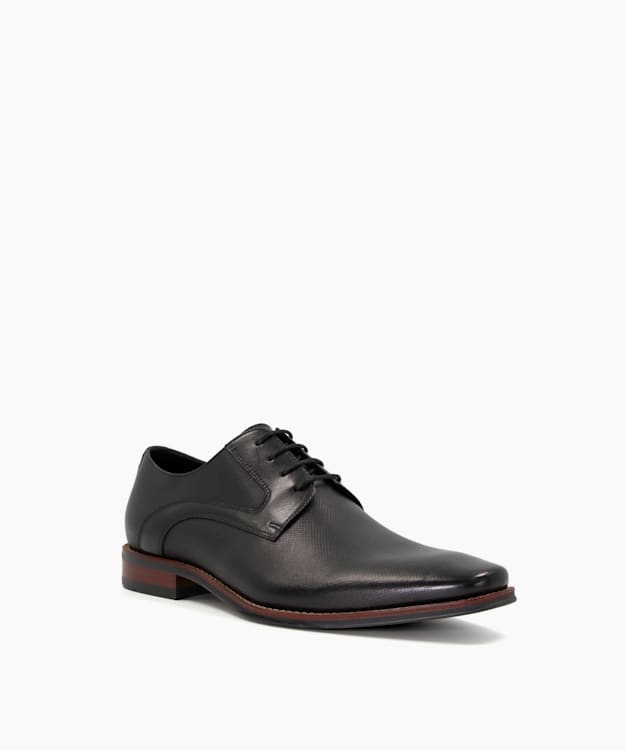 Dune London Stoney - Black Burnished-Toe Derby Shoes