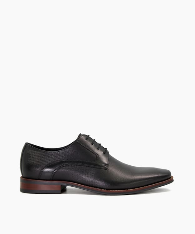 dune london Stoney - Black Burnished-Toe Derby Shoes