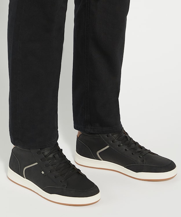 Dune London Streets - Black PU High Top Trainers
