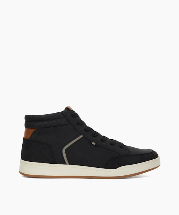 dune london Streets - Black PU High Top Trainers