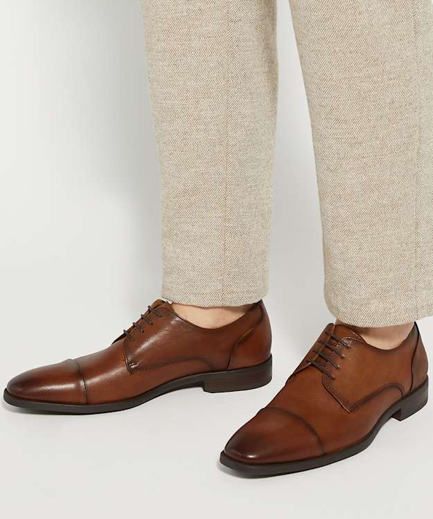 Dune London Suffix - Dark Tan Wide Fit Leather Derby