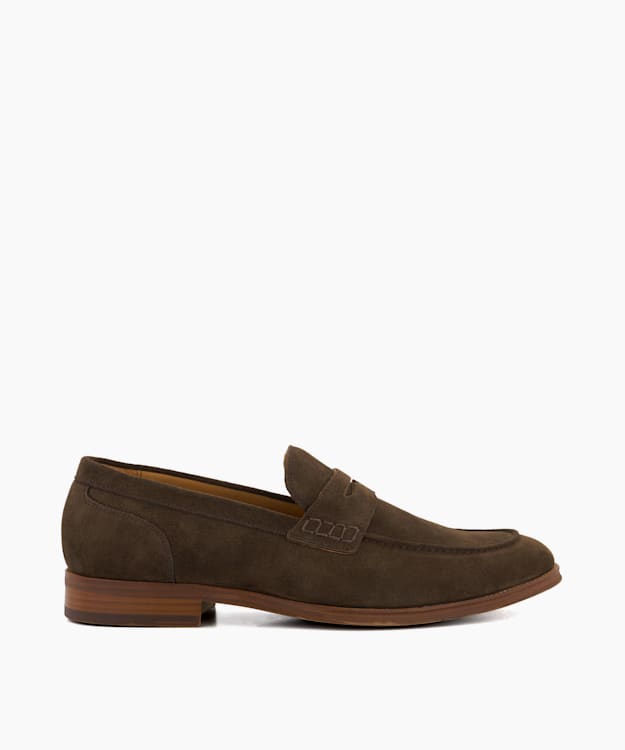 dune london Sulli - Brown Suede Moccasin Loafers