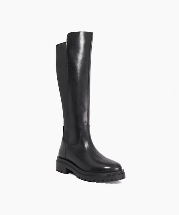 Dune London Tagu - Black Leather Knee High Boots