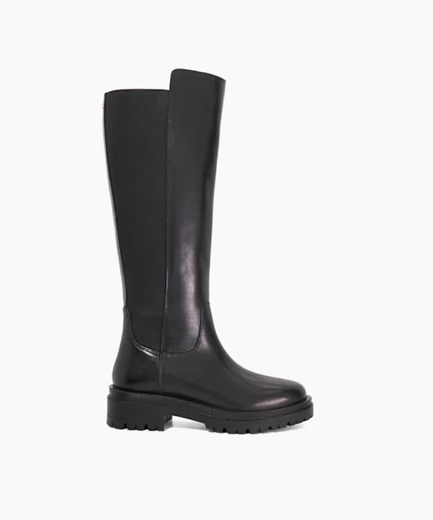 dune london Tagu - Black Leather Knee High Boots