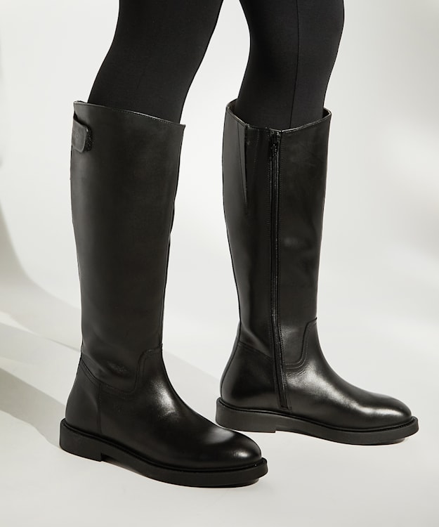 Dune London Tame - Black Leather Rider Boots