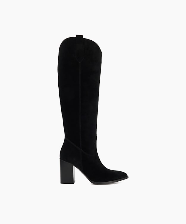 dune london Tavern - Black Mid Suede Knee-High Boots