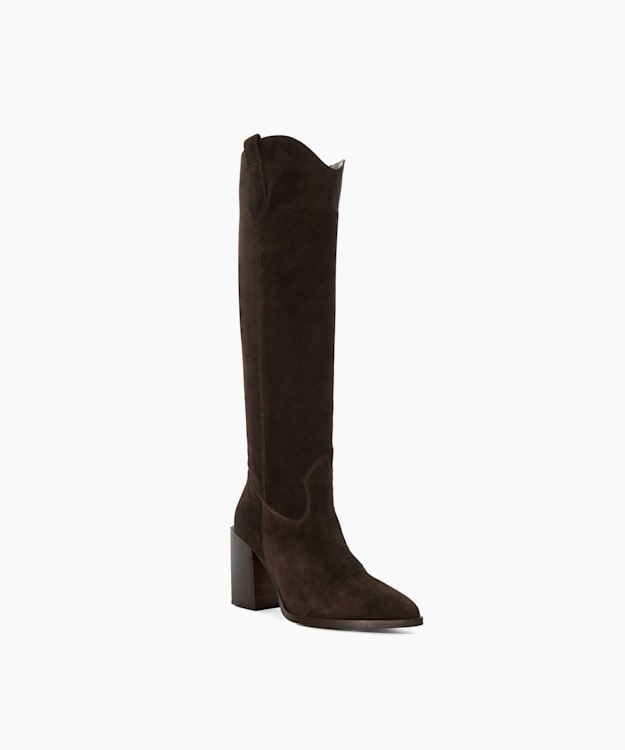 Dune London Tavern - Brown Mid Suede Knee-High Boots