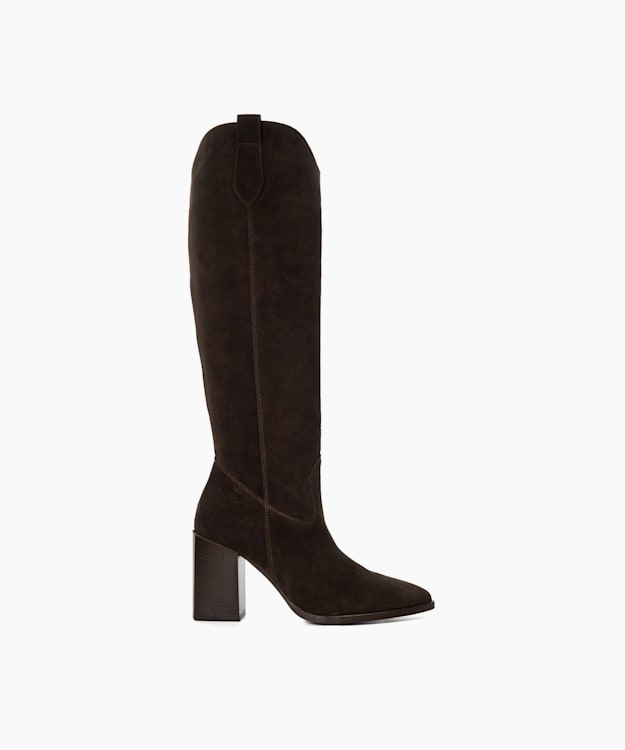 dune london Tavern - Brown Mid Suede Knee-High Boots