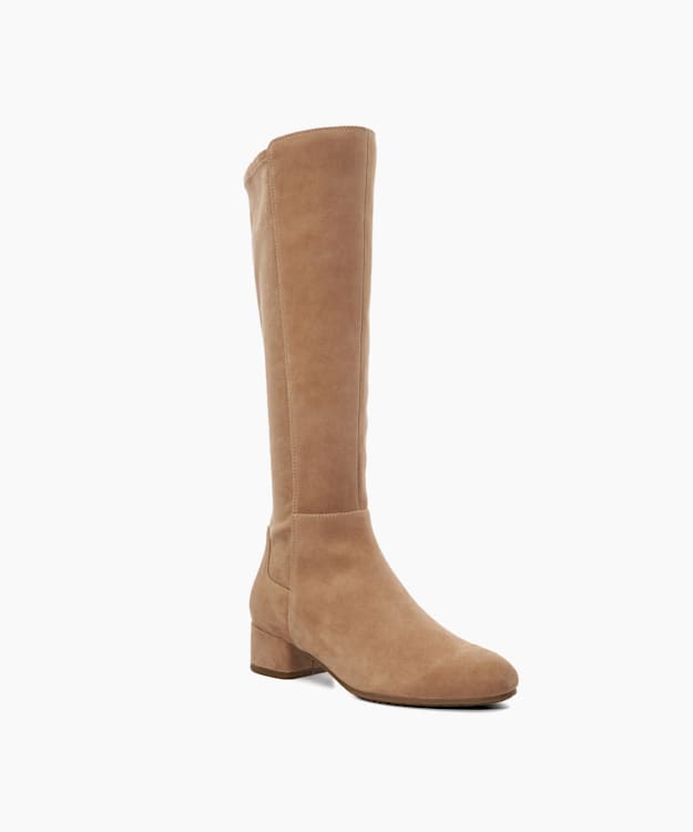 Dune London Tayla - Caramel Stretch Knee-High Boots
