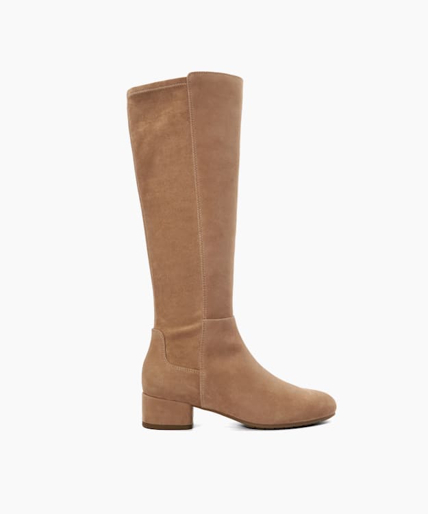 dune london Tayla - Caramel Stretch Knee-High Boots