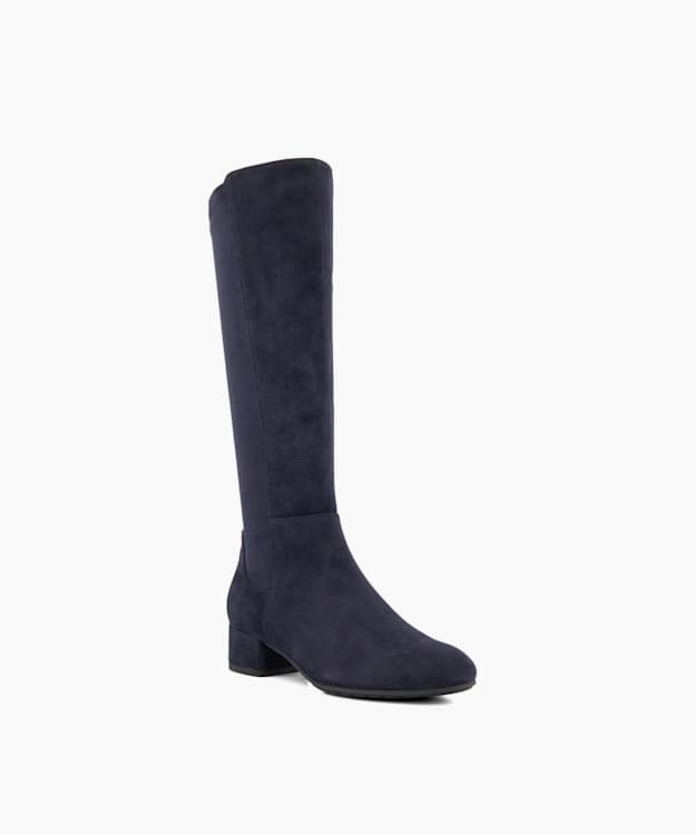 Dune London Tayla - Navy Stretch Knee-High Boots