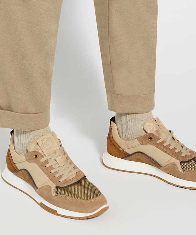 Dune London Teal - Taupe Contrast Lace Up Trainers