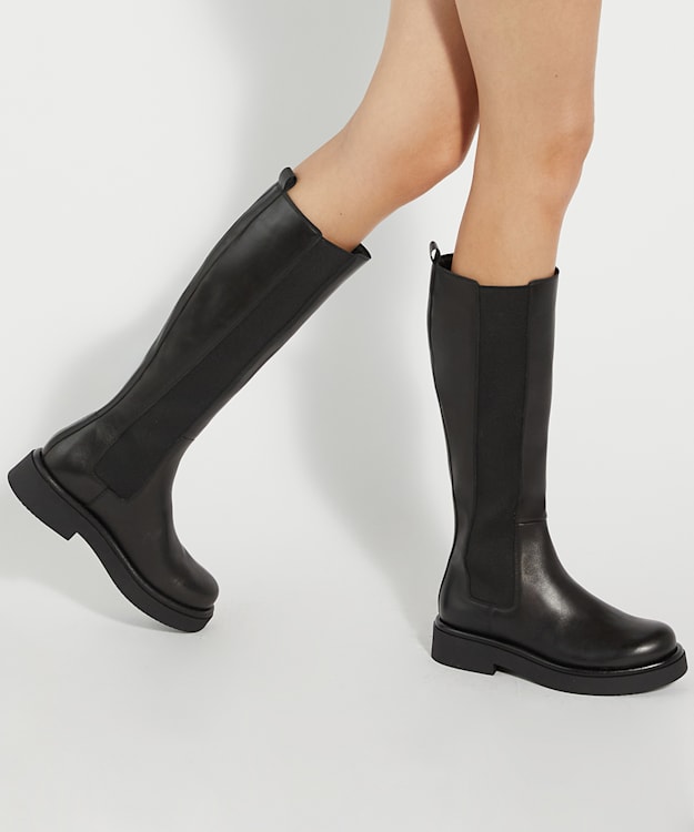 Dune London Temmie - Black Chunky Knee-High Boots