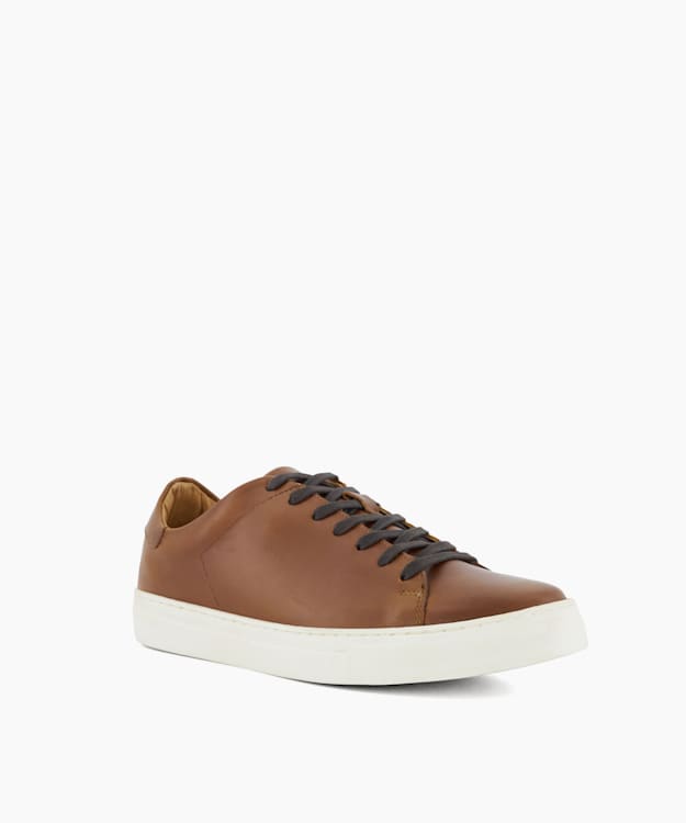 Dune London Terrence - Tan Lace-Up Cup-Sole Trainers