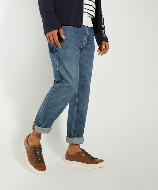 Dune London Terrence - Tan Lace-Up Cup-Sole Trainers