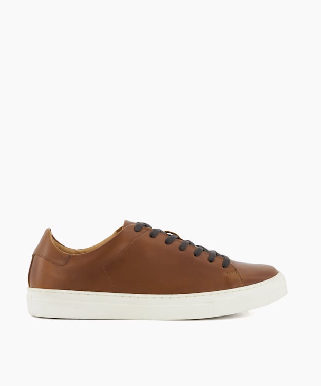 dune london Terrence - Tan Lace-Up Cup-Sole Trainers