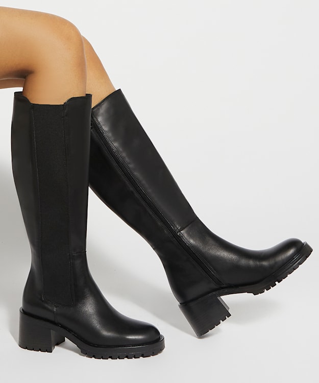 Dune London Tessia - Black Chunky Knee High Boots