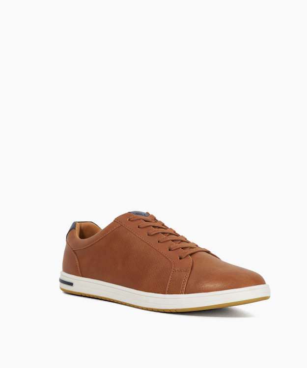Dune London Tezzy - Tan Perforated Lace-Up Trainers
