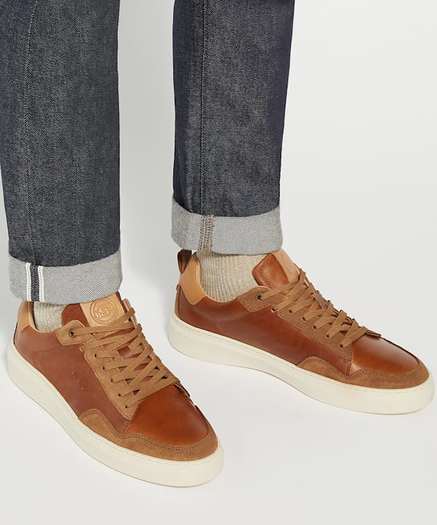 Dune London Thies - Tan Lace Up Flatform Trainers