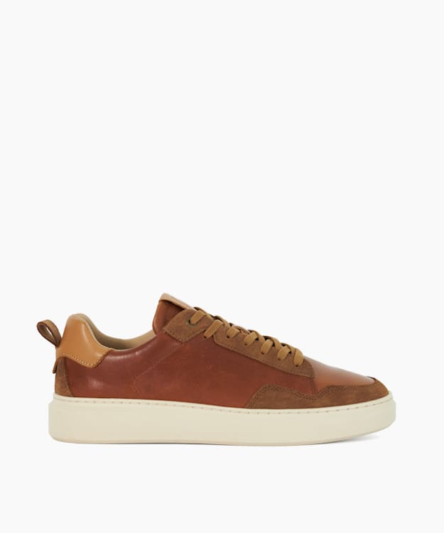 dune london Thies - Tan Lace Up Flatform Trainers