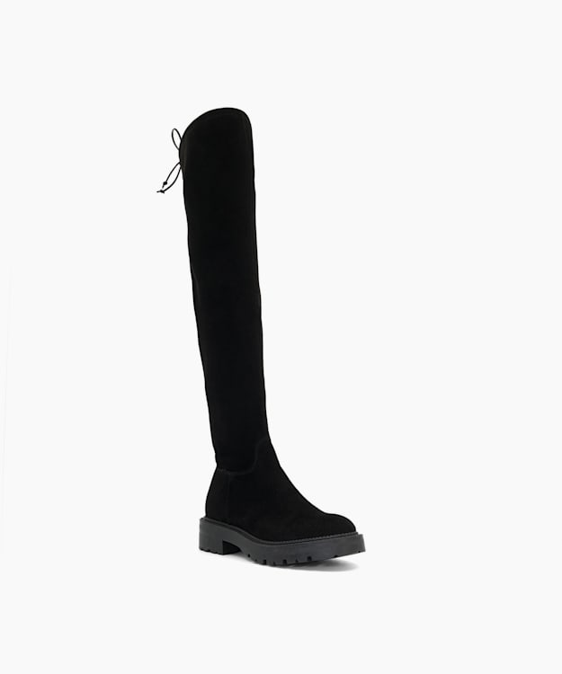 Dune London Thorne - Black Flat Over-The-Knee Boots