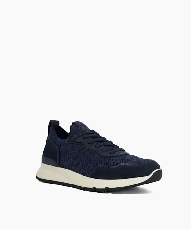 Dune London Thorny - Navy Knitted Lace-Up Trainers
