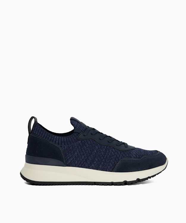 dune london Thorny - Navy Knitted Lace-Up Trainers