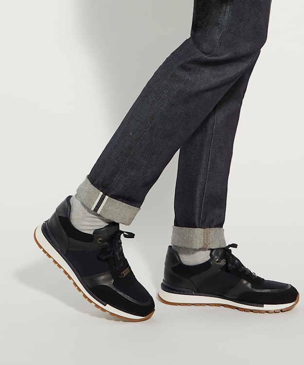 Dune London Titles - Navy Suede Runner Trainers