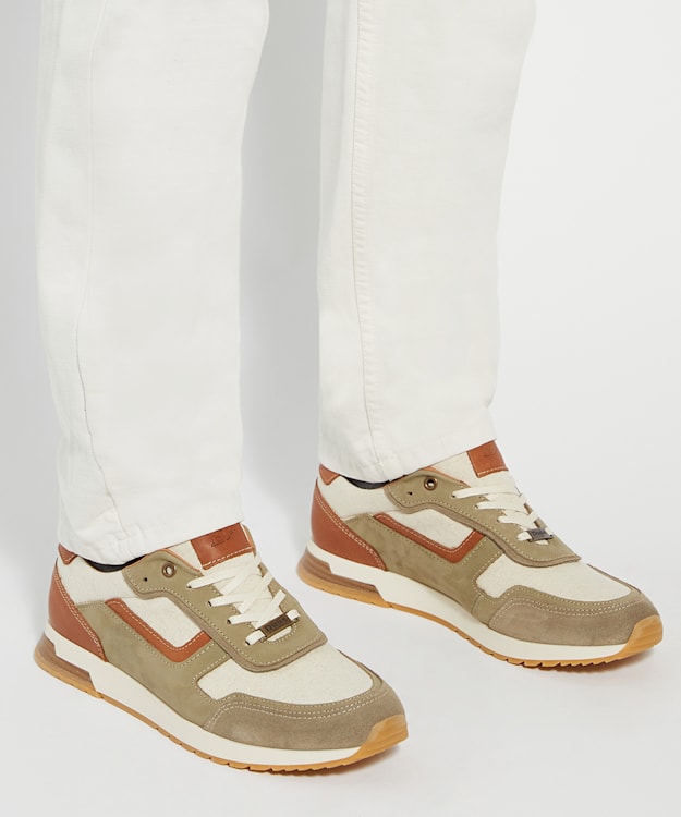 Dune London Toll - Khaki Nubuck Lace-Up Runner