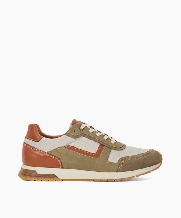 dune london Toll - Khaki Nubuck Lace-Up Runner