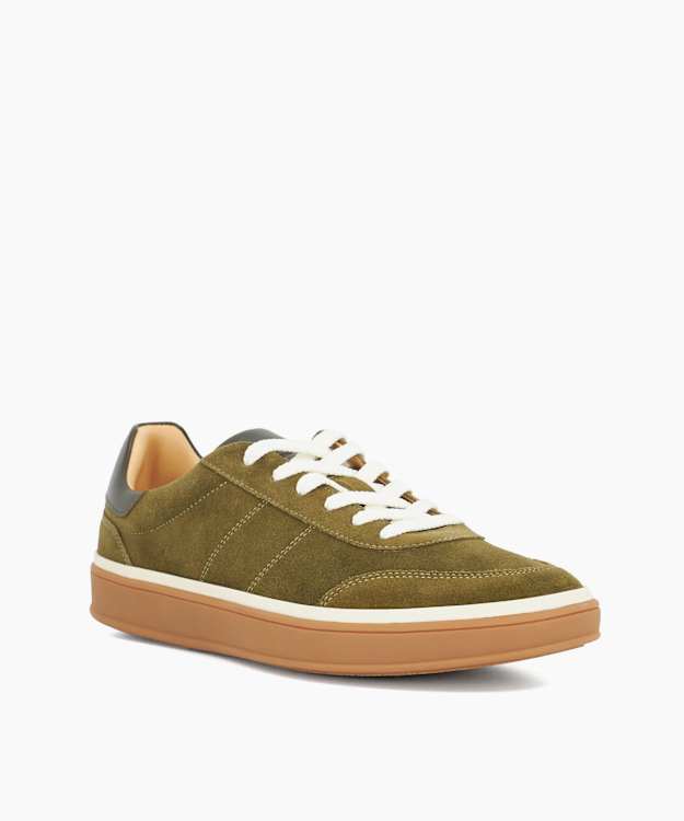Dune London Tony - Green Suede Lace-Up Trainers