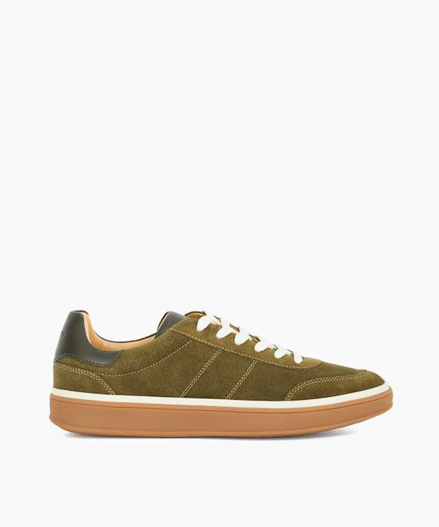 dune london Tony - Green Suede Lace-Up Trainers