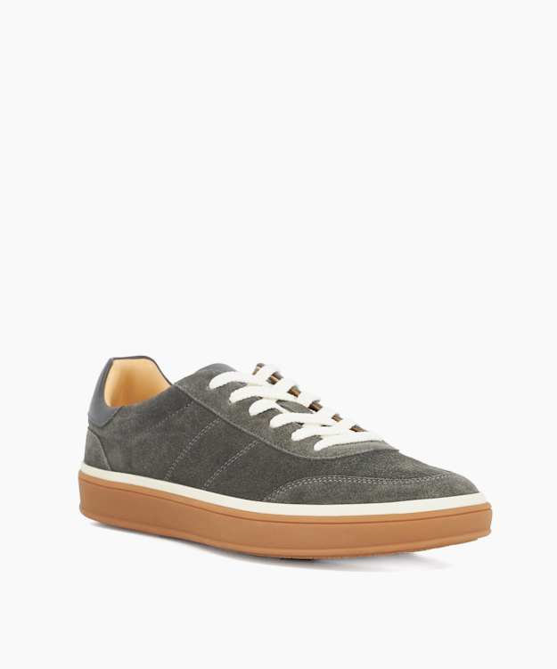 Dune London Tony - Grey Suede Lace-Up Trainers