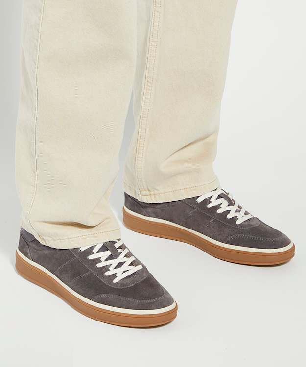 Dune London Tony - Grey Suede Lace-Up Trainers