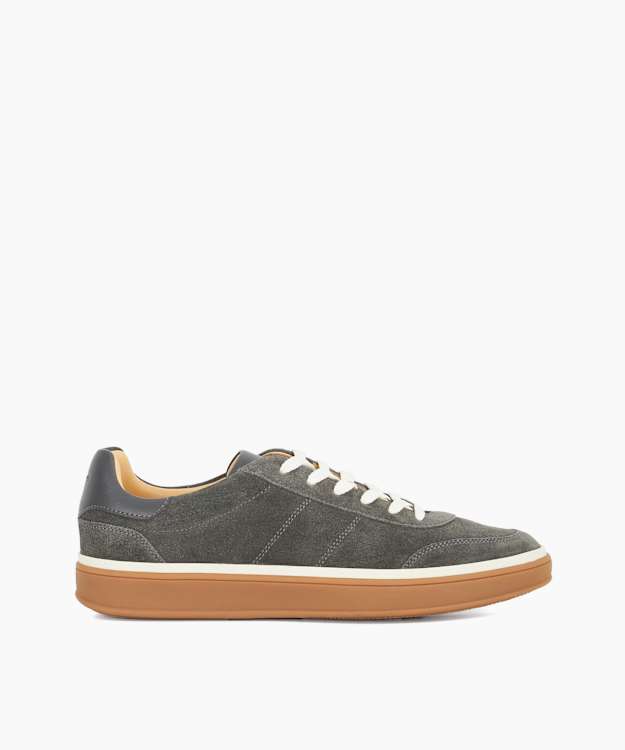 dune london Tony - Grey Suede Lace-Up Trainers