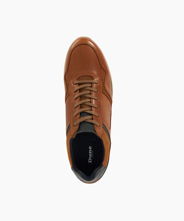 Dune London Torben - Tan Leather Lace Up Trainers