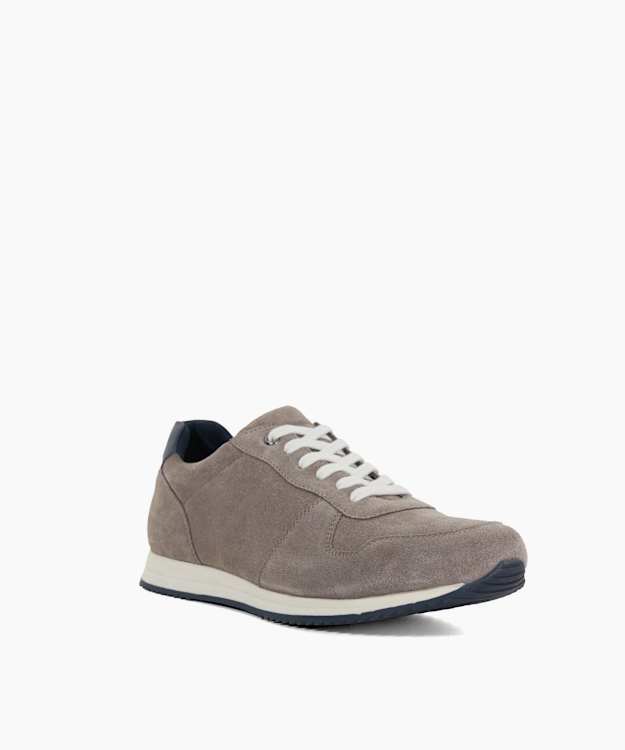 Dune London Toulous - Grey Suede Lace Up Trainers