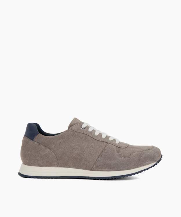 dune london Toulous - Grey Suede Lace Up Trainers