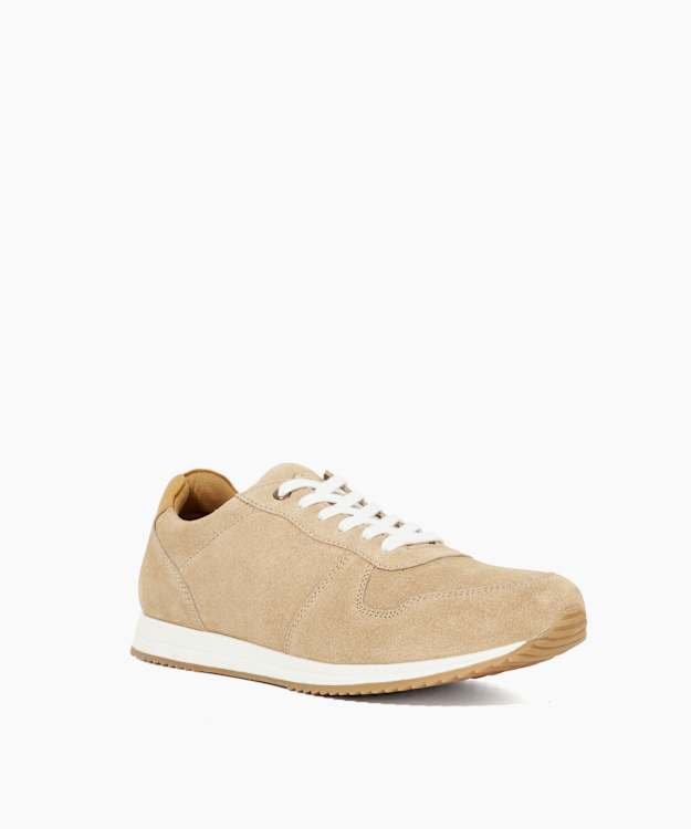 Dune London Toulous - Sand Suede Lace Up Trainers