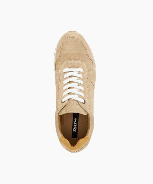 Dune London Toulous - Sand Suede Lace Up Trainers