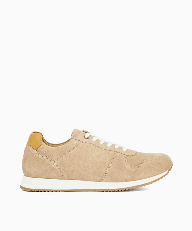 dune london Toulous - Sand Suede Lace Up Trainers