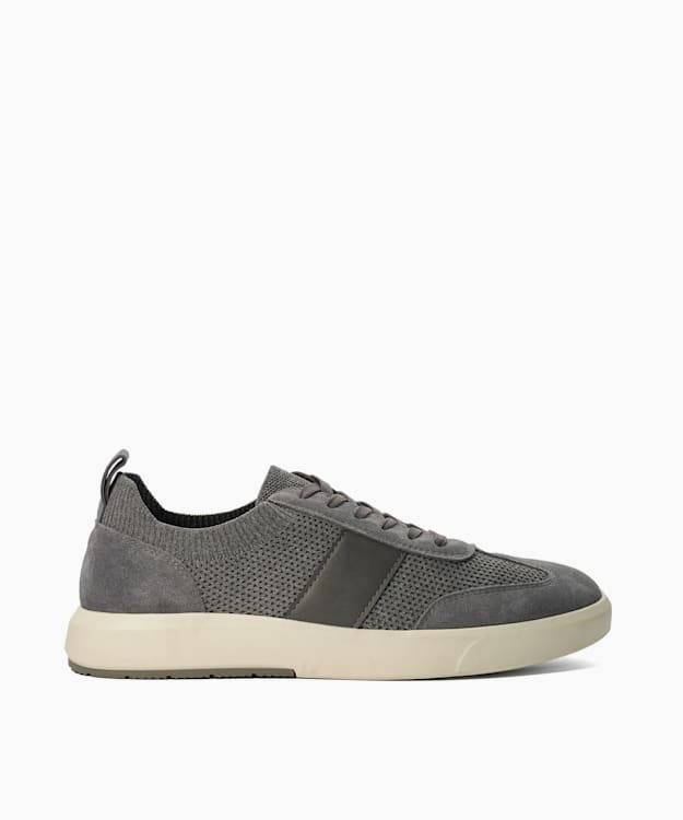 dune london Trailing - Grey Knitted Lace-up Trainers
