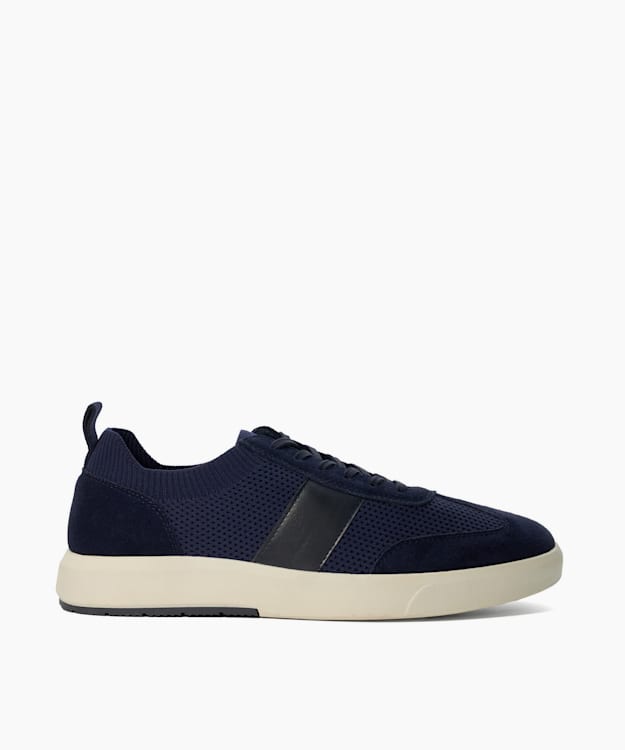 dune london Trailing - Navy Knitted Lace-up Trainers