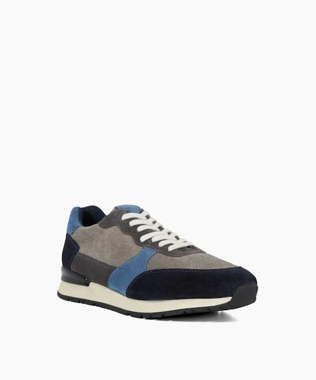 Dune London Treaty - Blue Textured Lace Up Trainers