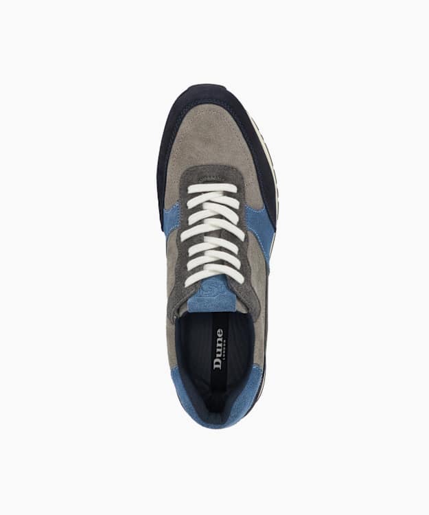Dune London Treaty - Blue Textured Lace Up Trainers