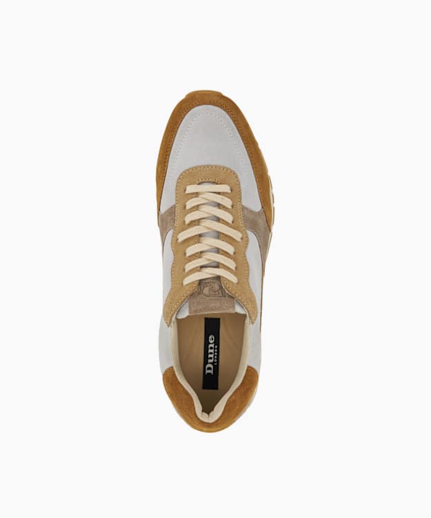 Dune London Treaty - Taupe Textured Lace Up Trainers