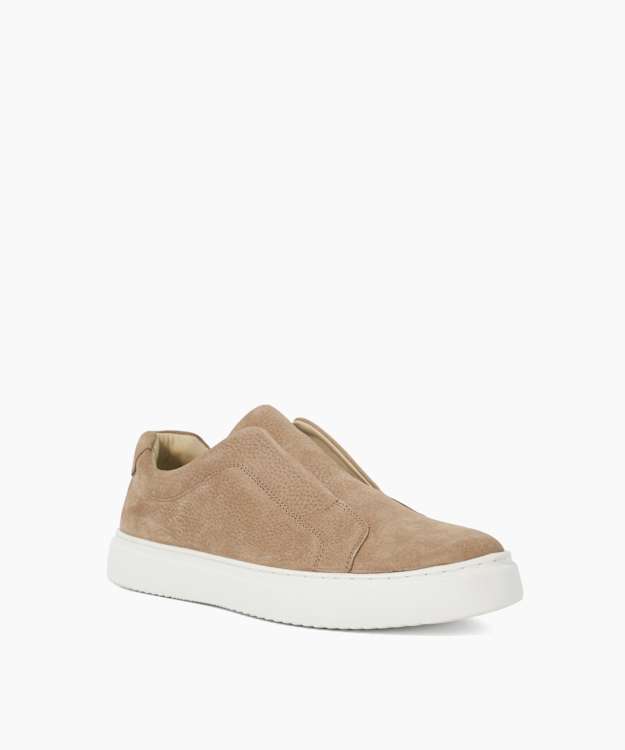 Dune London Trev - Taupe Nubuck Round Toe Trainers